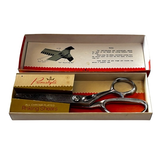 Primstyle Chrome Pinking Shears fabric crafts quilting sewing vintage patterns - Picture 1 of 4